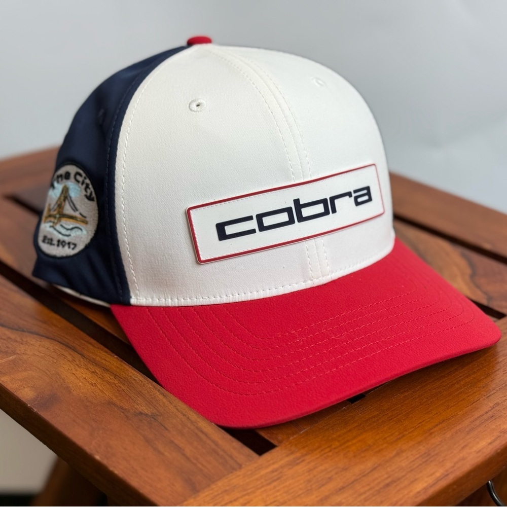 Cobra Trucker Cap in White, Red & Navy